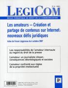 Couverture du livre « REVUE LEGICOM T.41 ; les amateurs ; création et partage de contenus sur internet » de  aux éditions Victoires