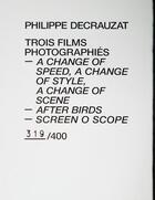 Couverture du livre « Trois films photographies » de Philippe Decrauzat aux éditions Cec
