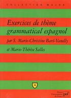 Couverture du livre « Exercices de theme grammatical espagnol » de Baro-Vanelly/Salles aux éditions Belin Education