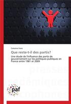 Couverture du livre « Que reste-t-il des partis? » de Froio-C aux éditions Presses Academiques Francophones