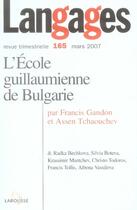 Couverture du livre « L'école guillaumienne de bulgarie » de  aux éditions Armand Colin