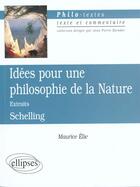 Couverture du livre « Schelling, idees pour une philosophie de la nature » de Maurice Elie aux éditions Ellipses