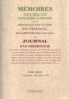 Couverture du livre « Mémoires secrets ou journal d'un observateur t.13 1779 » de Bachaumont et Pidansat De Mairobert aux éditions Paleo