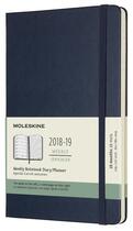 Couverture du livre « Agenda 18 mois semainier ; 19 grand format bleu saphir rigide (édition 2018) » de  aux éditions Moleskine