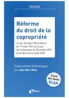 Couverture du livre « La réforme du droit de la copropriété » de Jean-Marc Roux aux éditions Edilaix