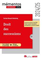 Couverture du livre « Droit des successions : À jour de la loi du 31 mai 2024 visant à assurer une justice patrimoniale au sein de la famille (édition 2024/2025) » de Corinne Renault-Brahinsky aux éditions Gualino