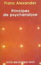 Couverture du livre « Principes de psychanalyse » de Franz Alexander aux éditions Rivages