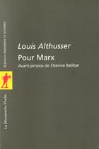 Couverture du livre « Pour Marx » de Louis Althusser aux éditions La Decouverte