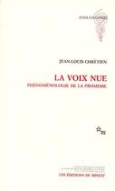 Couverture du livre « La voix nue - phenomenologie de la promesse » de Jean-Louis Chretien aux éditions Minuit