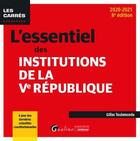 Couverture du livre « L'essentiel des institutions de la Ve République (édition 2020/2021) » de Gilles Toulemonde aux éditions Gualino