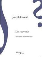 Couverture du livre « Des souvenirs » de Joseph Conrad aux éditions Sillage