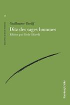 Couverture du livre « Ditz des sages hommes » de Tardif Guillaume aux éditions Rosenberg And Sellier