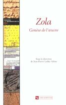 Couverture du livre « Zola genese de l'oeuvre » de Jean-Pierre Leduc-Adine aux éditions Cnrs