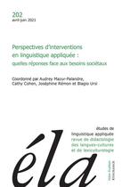 Couverture du livre « Etudes de linguistique appliquee - n 2/2021 - perspectives d interventions en linguistique appliquee » de Mazur-Palandre A. aux éditions Klincksieck