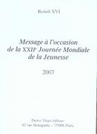 Couverture du livre « Message à l'occasion de la XXII° Journée Mondiale de la Jeunesse » de  aux éditions Tequi