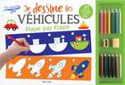 Couverture du livre « Je dessine les véhicules étape par étape » de Shutterstock et Chabot Claire aux éditions Petits Genies