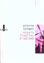 Couverture du livre « Essais fragiles d'aplomb » de Pierre Senges aux éditions Verticales