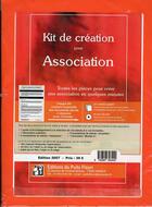 Couverture du livre « Kit de création pour association ; toutes les pièces pour créer une association en quelques minutes » de Delecourt Nicol aux éditions Puits Fleuri