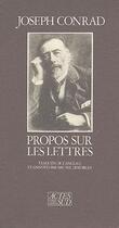 Couverture du livre « Propos sur les lettres » de Joseph Conrad aux éditions Actes Sud