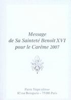 Couverture du livre « Message de Sa Sainteté Benoît XVI pour le Carême 2007 » de Benoit Xvi aux éditions Tequi