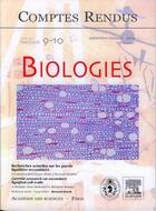 Couverture du livre « Comptes rendus academie des sciences, biologies, t.327, fascicule 9-10, sept-oct 2004 : recherches act » de  aux éditions Elsevier