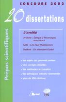 Couverture du livre « 20 Dissertations ; L'Amitie » de Bardet et Caron aux éditions Breal