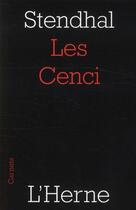 Couverture du livre « Les Cenci » de Stendhal aux éditions L'herne