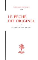 Couverture du livre « Le Peche Dit Originel » de Gerard-Henry Baudry aux éditions Beauchesne