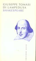 Couverture du livre « Shakespeare » de Tomasi Di Lampedusa aux éditions Allia
