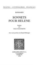Couverture du livre « Sonnets pour Hélène » de Pierre De Ronsard aux éditions Droz