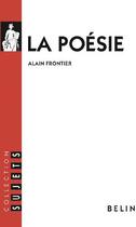 Couverture du livre « La poésie » de Alain Frontier aux éditions Belin