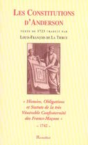 Couverture du livre « Constitutions d'anderson » de De La Tierce L-F. aux éditions A L'orient