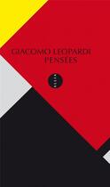 Couverture du livre « Pensées » de Giacomo Leopardi aux éditions Allia