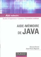 Couverture du livre « Aide-memoire de java » de Vincent Granet et Jean-Pierre Regourd aux éditions Dunod