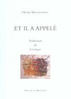 Couverture du livre « Et il a appelé ; traduction du Lévitique » de Henri Meschonnic aux éditions Desclee De Brouwer