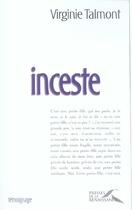 Couverture du livre « Inceste » de Talmont Virginie aux éditions Presses De La Renaissance