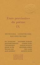 Couverture du livre « États provisoires du poème IX » de Annuelle 2009 Revue aux éditions Cheyne