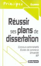 Couverture du livre « Réussir ses plans de dissertation » de  aux éditions Studyrama