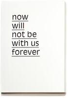 Couverture du livre « Now will not be with us forever » de Es Maurice Van aux éditions Rvb Books