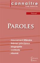 Couverture du livre « Paroles de Prévert ; fiche de lecture » de  aux éditions Editions Du Cenacle