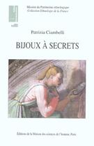 Couverture du livre « Bijoux à secrets » de Patrizia Ciambelli aux éditions Maison Des Sciences De L'homme