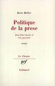 Couverture du livre « Politique de la prose - jean-paul sartre et l'an quarante » de Denis Hollier aux éditions Gallimard (patrimoine Numerise)