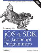 Couverture du livre « Learning the iOS 4 SDK for JavaScript Programmers » de Danny Goodman aux éditions O Reilly