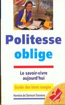 Couverture du livre « Politesse Oblige » de Hermine De Clermont-Tonnerre aux éditions Marabout