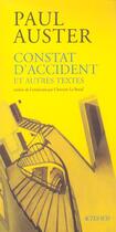 Couverture du livre « Constat d'accident et autres textes » de Paul Auster aux éditions Actes Sud