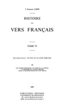Couverture du livre « Histoire du vers français. Tome VI » de Georges Lote aux éditions Epagine