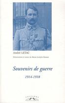 Couverture du livre « Souvenirs de guerre (1914-1918) » de Andre Letac aux éditions Charles Corlet