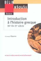 Couverture du livre « Introduction a l'histoire grecque - xiie - fin ive siecle » de Christophe Pebarthe aux éditions Belin Education