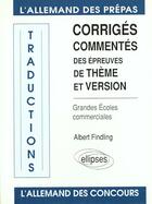 Couverture du livre « Traductions (theme/version) ecoles commerciales » de Findling Albert aux éditions Ellipses