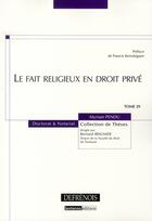 Couverture du livre « Le fait religieux en droit prive - vol29 » de Pendu M. aux éditions Defrenois